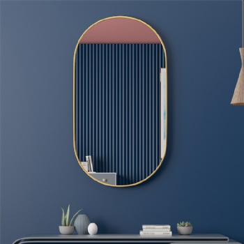 Runway Shape Blushed Golden Oval Framed Hairdressing Mirror