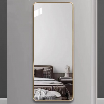 Retangle Aluminum Blushed Golden Framed Wall Mirror